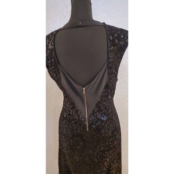 Alice + Olivia Black Sequin Velvet Mesh Open Back Mini Dress Size Large - Picture 9 of 12